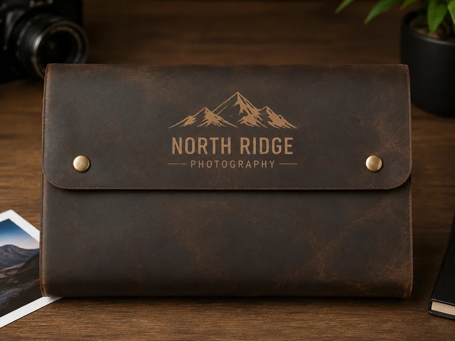 Leather photography brand folio