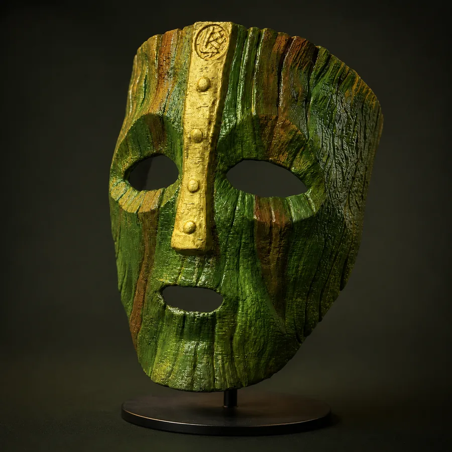Sculptural 3D printed character mask, alternate angle