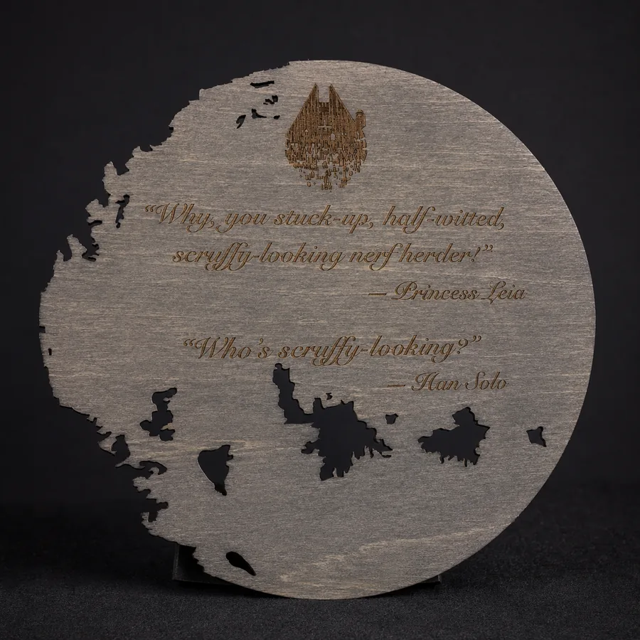 Reverse side of wood wall clock engraved with a personalized quote