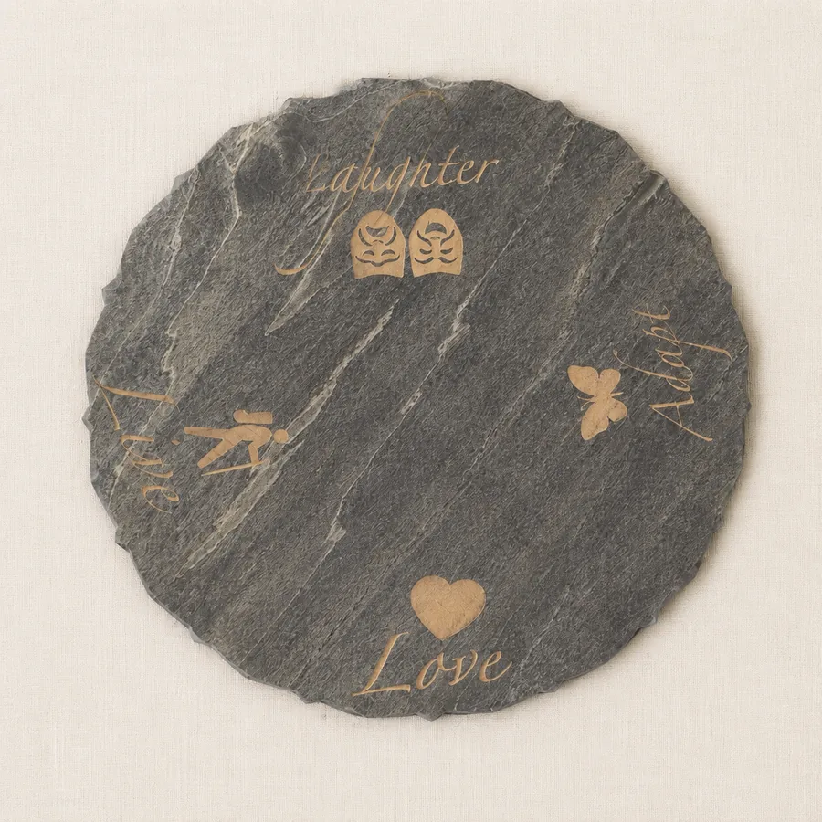 Engraved natural slate stone